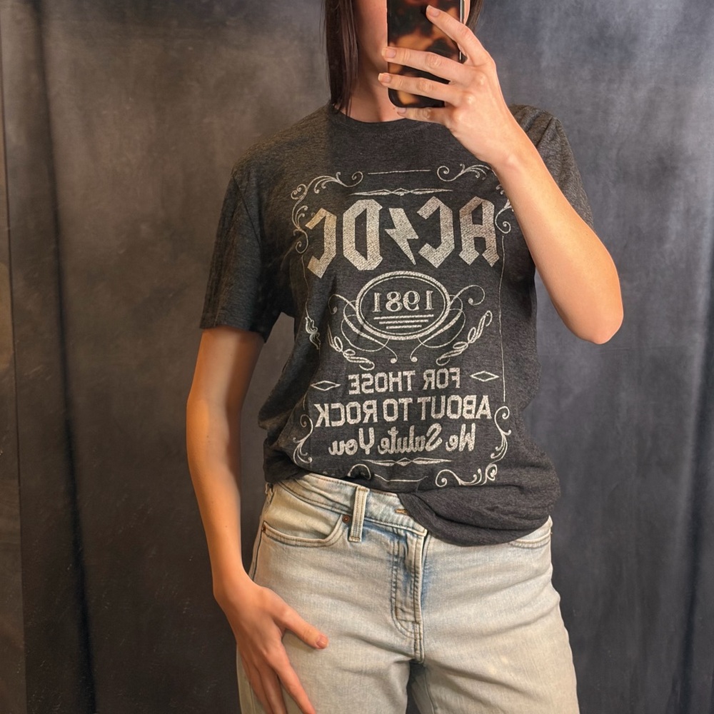 AC/DC Dark Gray Tee with White Logo